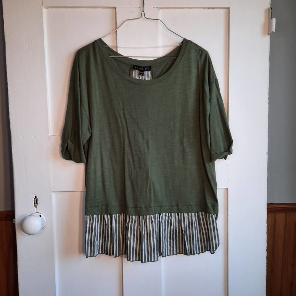 SANCTUARY NWT Green Tie Back Striped Tshirt MEDIUM
